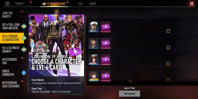 Choose A Character & Level 6 Card,