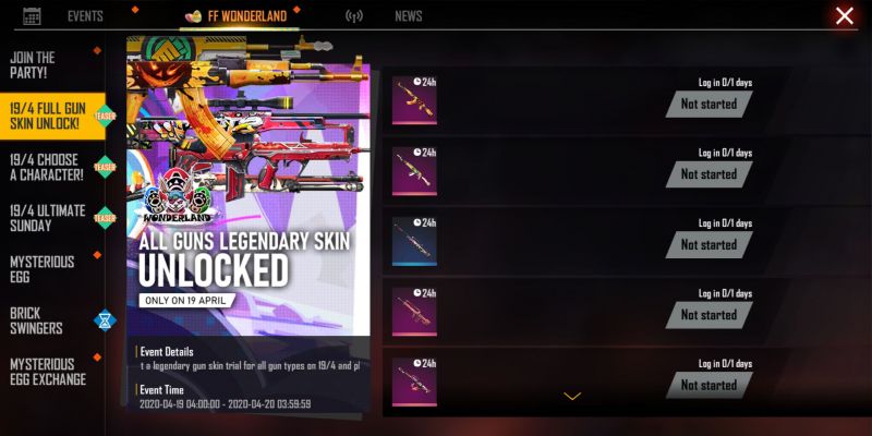 Free FIre All Guns Legendary Skin Unlocked 1