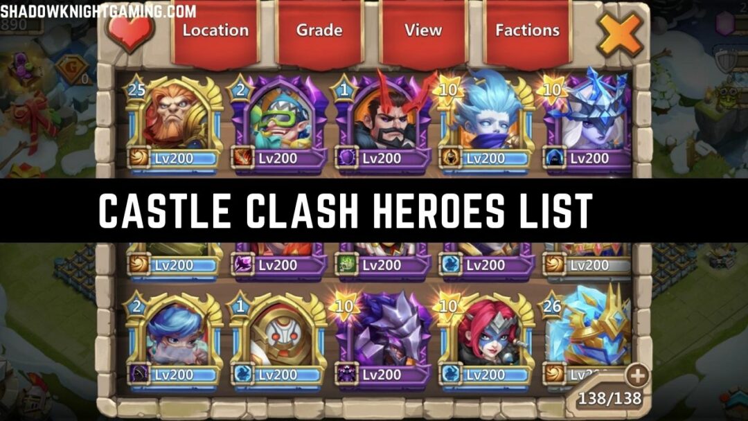 Castle Clash Heroes List