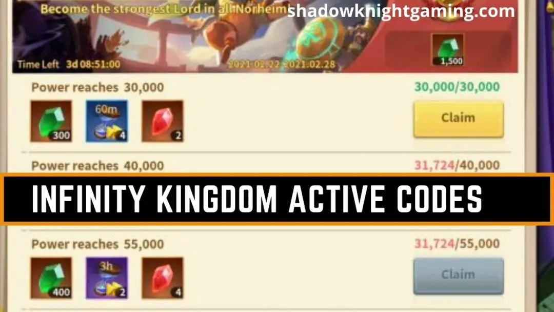 Infinity Kingdom Active Codes 