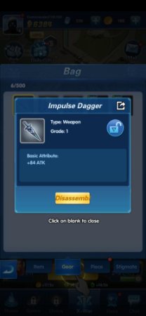 X Hero Idle Avengers weapon Impulse Dagger