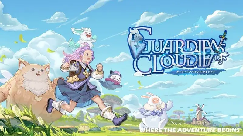 Girl running with a white rabbit on her head Guardians of Cloudia