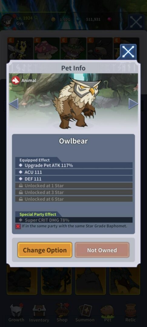 blade idle pets - owlbear