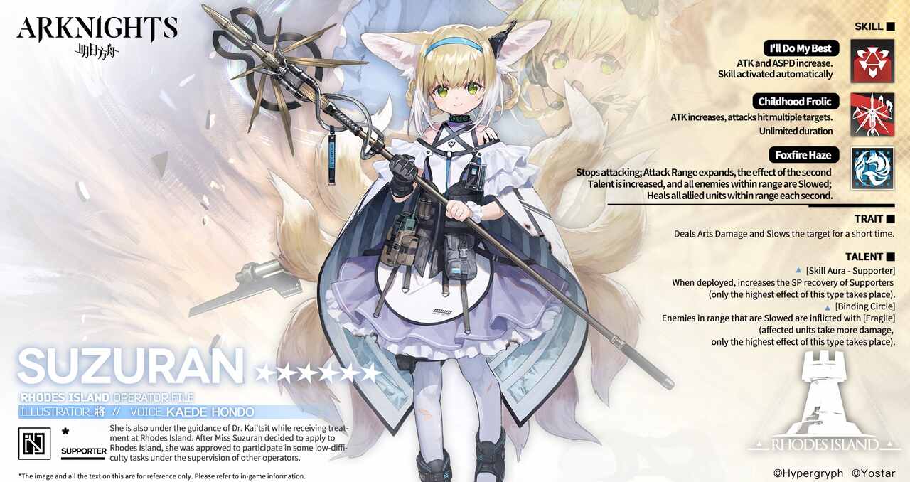 Arknights Operator Suzuran - One of the best supports in Arknights