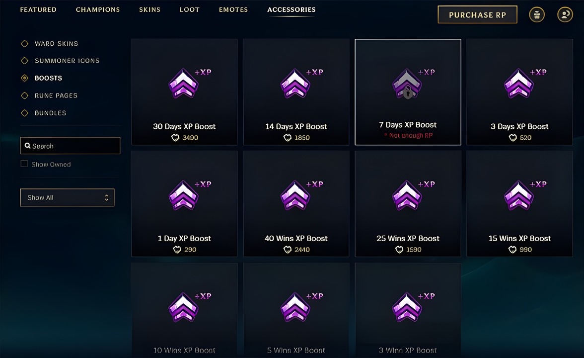 Buy Experience Boosts in League of Legends