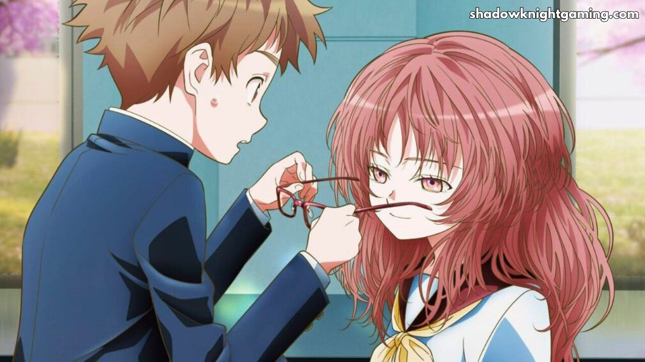 Komura helping Ai Mei with her glasses