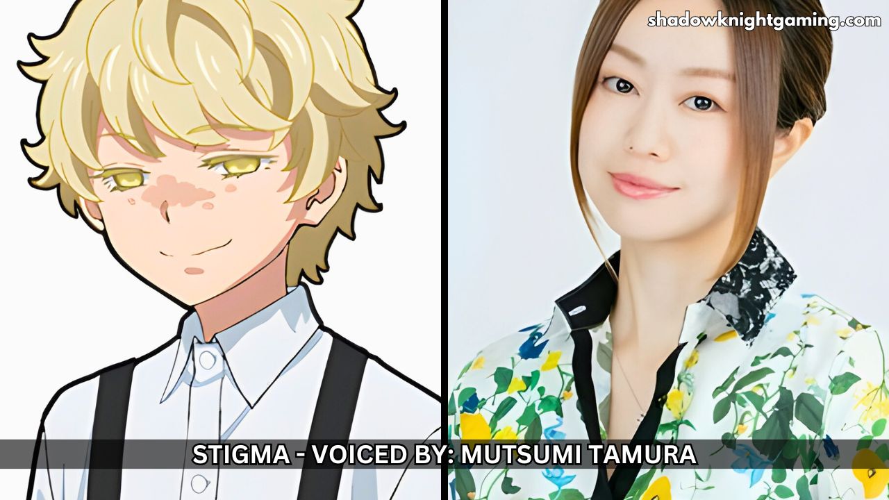 Stigma from Shy Anime (left) voiced by Mutsumi Tamura (right)